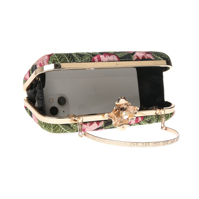 DA BODAN Womens Vintage Floral Embroidery Clutch Evening Handbag Shoulder Bags Purse for Wedding Party Prom - Image 4